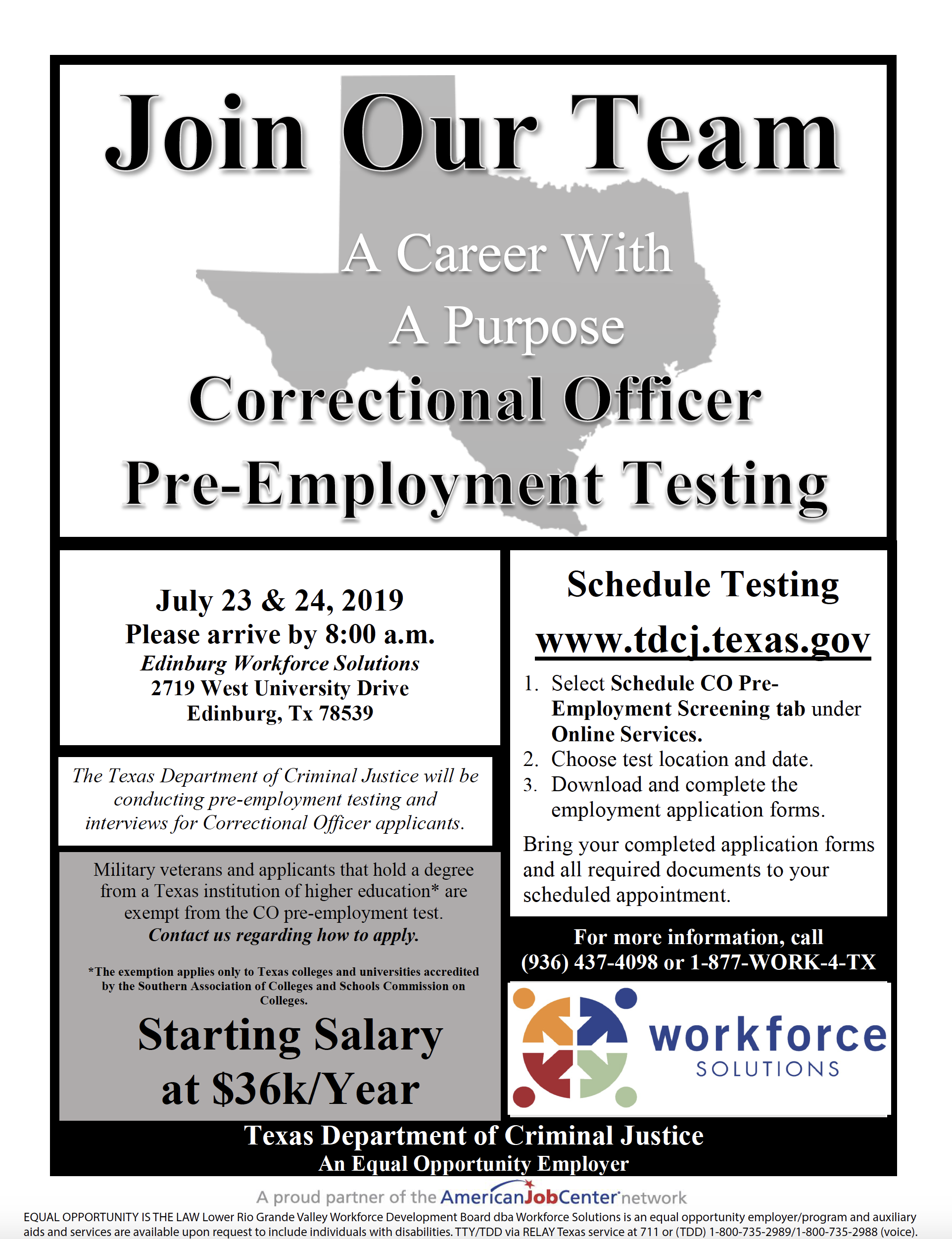 Workforce Solutions - Tdcj Correctional Officer Screening